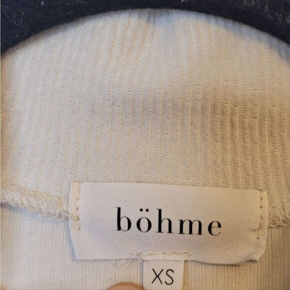 Bohme Women's Cream Ribbed Cropped Quarter Zip Pullover Size XS - Picture 3 of 6